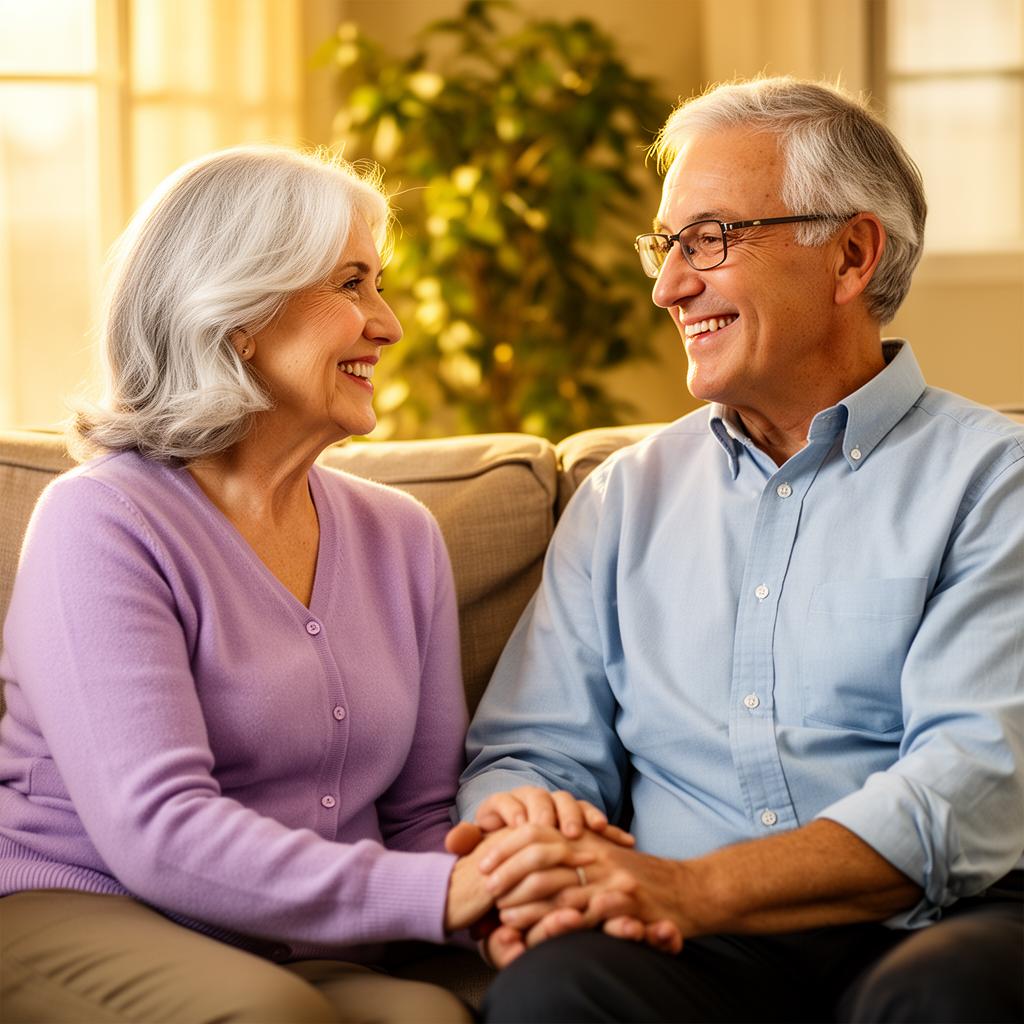 Senior couple smiling together